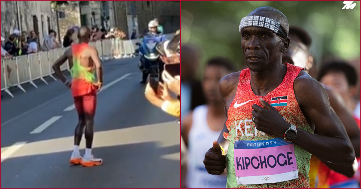 Eliud Kipchoge gave up the race after 31 kilometres.